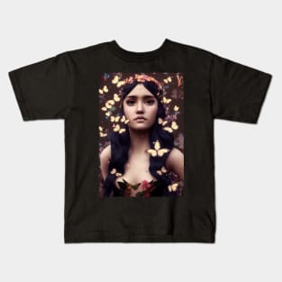 Girl with butterflies in her hair Kids T-Shirt